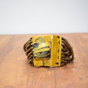 Bracelet Fermoir boucle peint à la main en bronze perlé