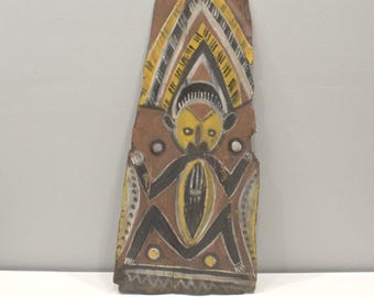 Papua New Guinea Mens Hut Wood Bark Painting