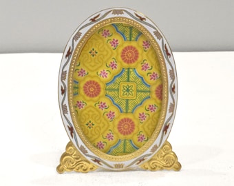 Picture Frame Cloisonné' Floral Brass Chinese Enamel Decor Frame