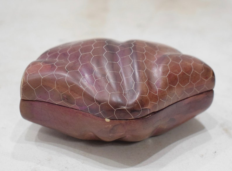 Shell Clam Box Soapstone Carved Design Hand Painted Clam Box Kenya