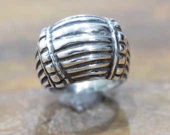 Ring Sterling Silver Grooved Dome Ring