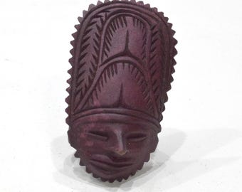 Papua New Guinea Carved Wood Mask Face Napkin Holder