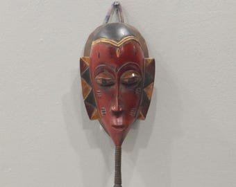 African Baule Crest Mask Croc Chin Akan Tribe