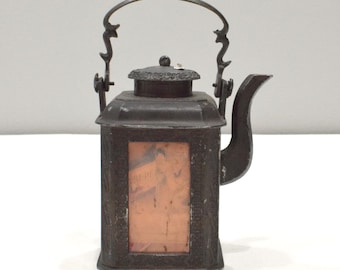 Chinese Cast Metal Painted Glass Teapot