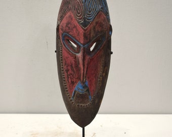 Papua New Guinea Mask Lamingsain Village Sepik River Boiken Tribe Wood Mask