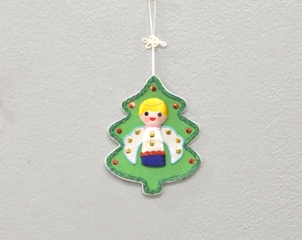Silk Embroidered Angel Christmas Ornament