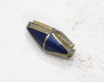Beads Middle Eastern Blue Lapis Brass Bicone Beads 27mm