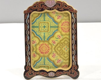 Picture Frame Cloisonné' Floral Brass Chinese Enamel Decor Frame