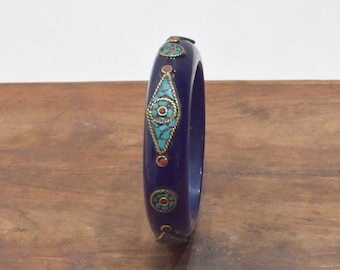 Bracelet Inlaid Stone Lucite Bangle Bracelet