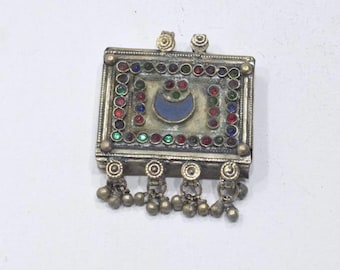 Middle Eastern Silver Kuchi Glass Pendant