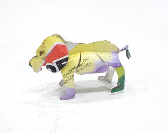 African Folk Art Toy Lion Recycled Tin Can Lion Tanzania