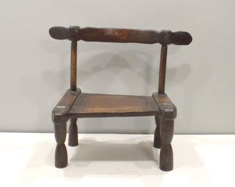 African Dan Tribe Wooden Aluminum Chair