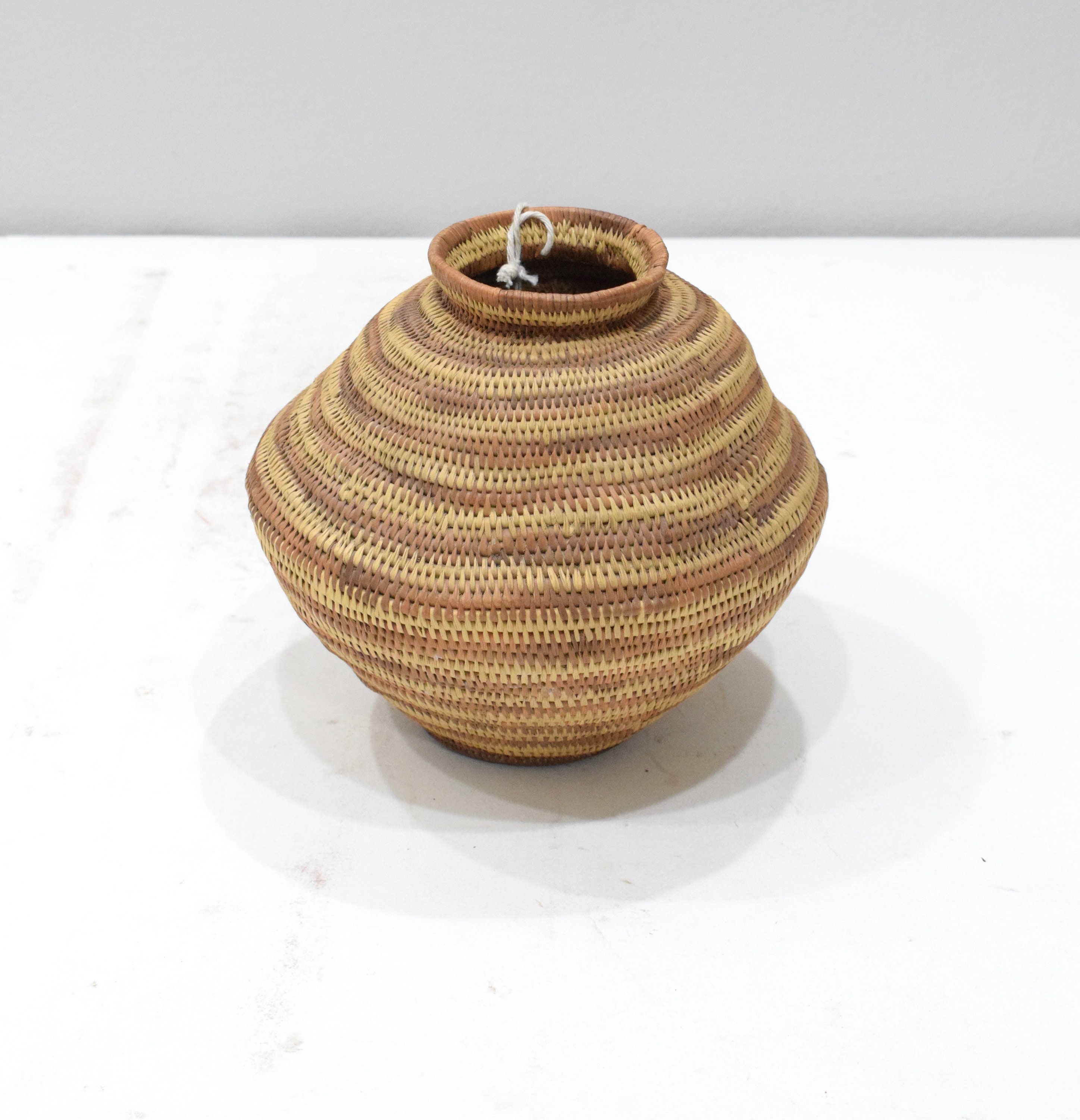 African Basket Botswana Natural Colors South Africa Woven Palm Food Basket