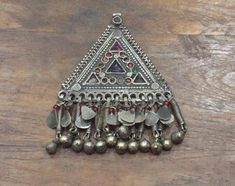 Middle Eastern Silver Kuchi Glass Pendant