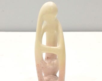 African Soapstone Carved Thinker Sculpture Kenya