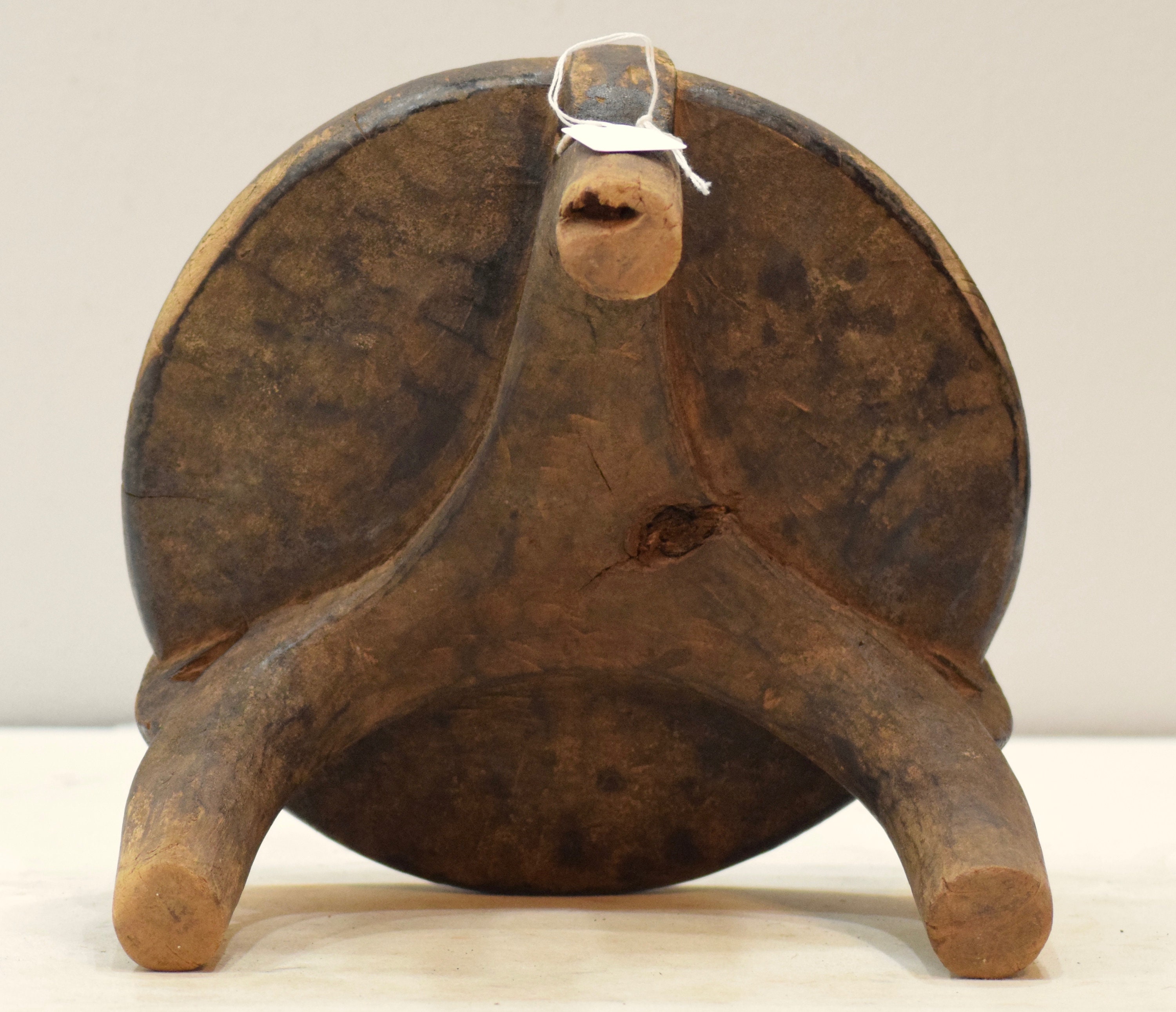 African Stool Gogo Wood Tanzania Vintage Stool Hand Carved Status