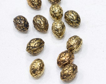 Beads Gold Floral Oval Beads 14mm