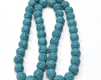 Beads Chinese Round Turquoise Cinnabar Bead Strand