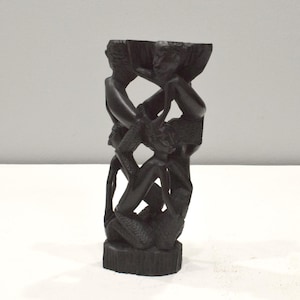African Statue Tree of Life Ebony Wood Makonde Tribe Tanzania