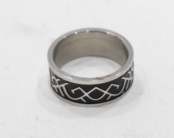 Ring Stainless Steel Etched Band Ring