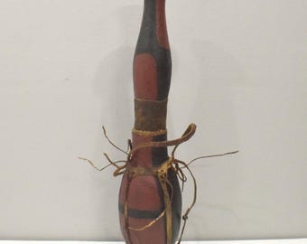African Turkana Tribe Milk Container Wood Leather Jug
