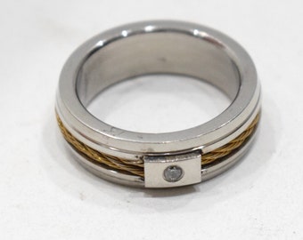 Ring Stainless Steel Brass Etched Rope Band Band Ring