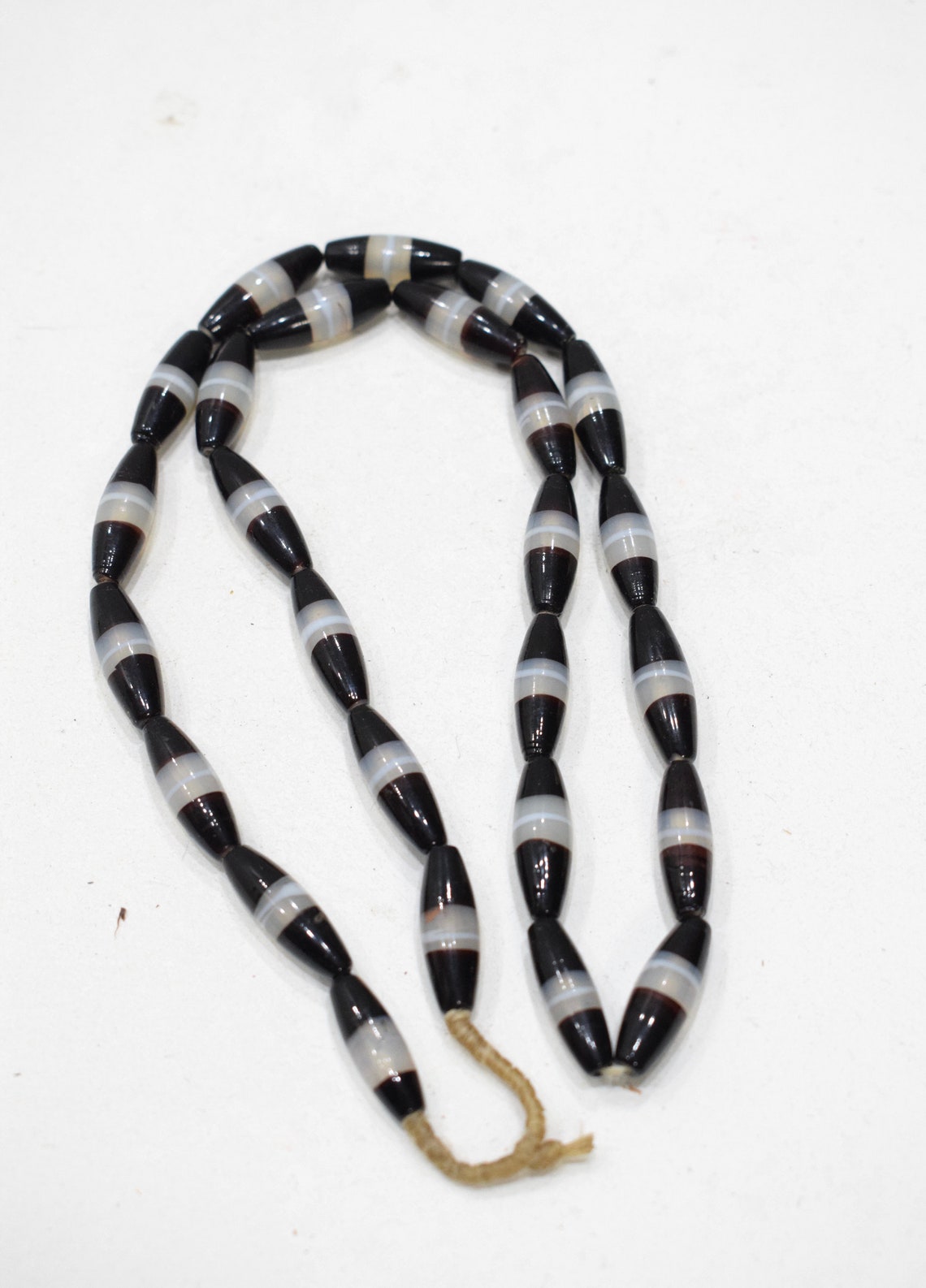 Beads Black White Glass Oval Beads 22mm Etsy