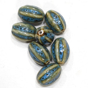 Beads Turquoise Porcelain Oval Beads 19-20mm