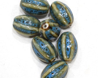 Beads Turquoise Porcelain Oval Beads 19-20mm