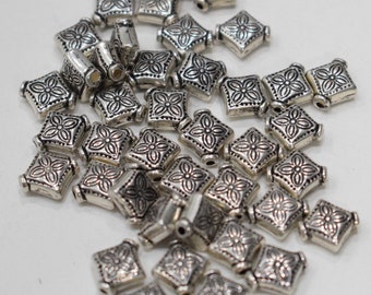 Beads Silver Plated Etched Triangle Beads 10mm