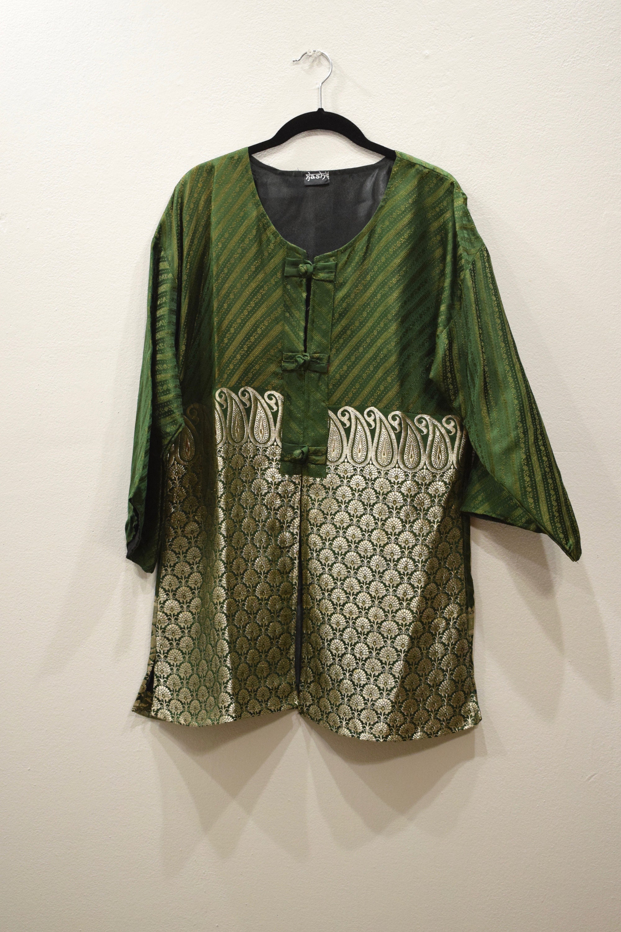 Jacket Silk Green Gold Brocade Jacket