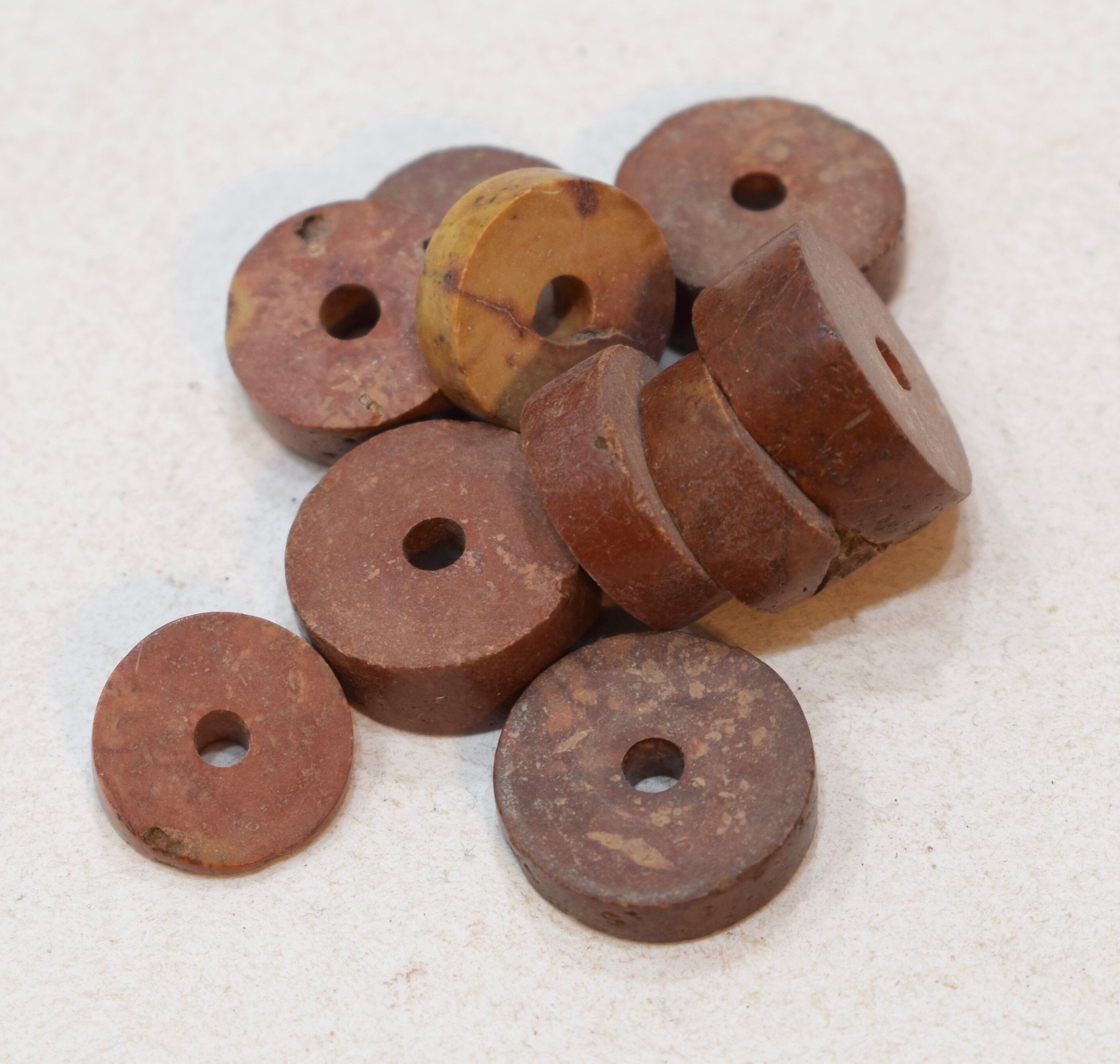 Beads Bauxite Brown Rondelles Vintage Beads 14mm 20mm