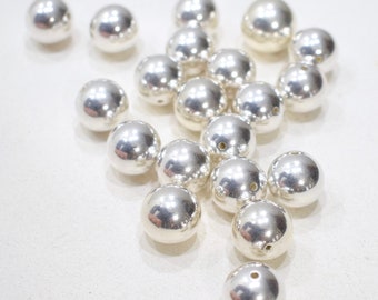 Bright Silver Round Beads