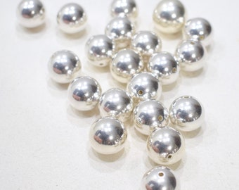 Bright Silver Round Beads