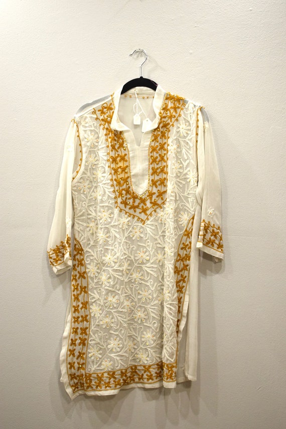 Tunic India White Crepe Tunic and Scarf - image 2