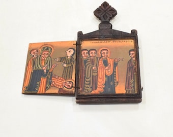 Ethiopian Orthodox Altar Icon Painted Wood Shrine