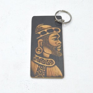 Porte-clés africain en bois sculpté