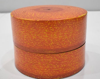 Spice Box Middle Eastern Rosewood Painted Lacquered Round Rosewood Spice Box