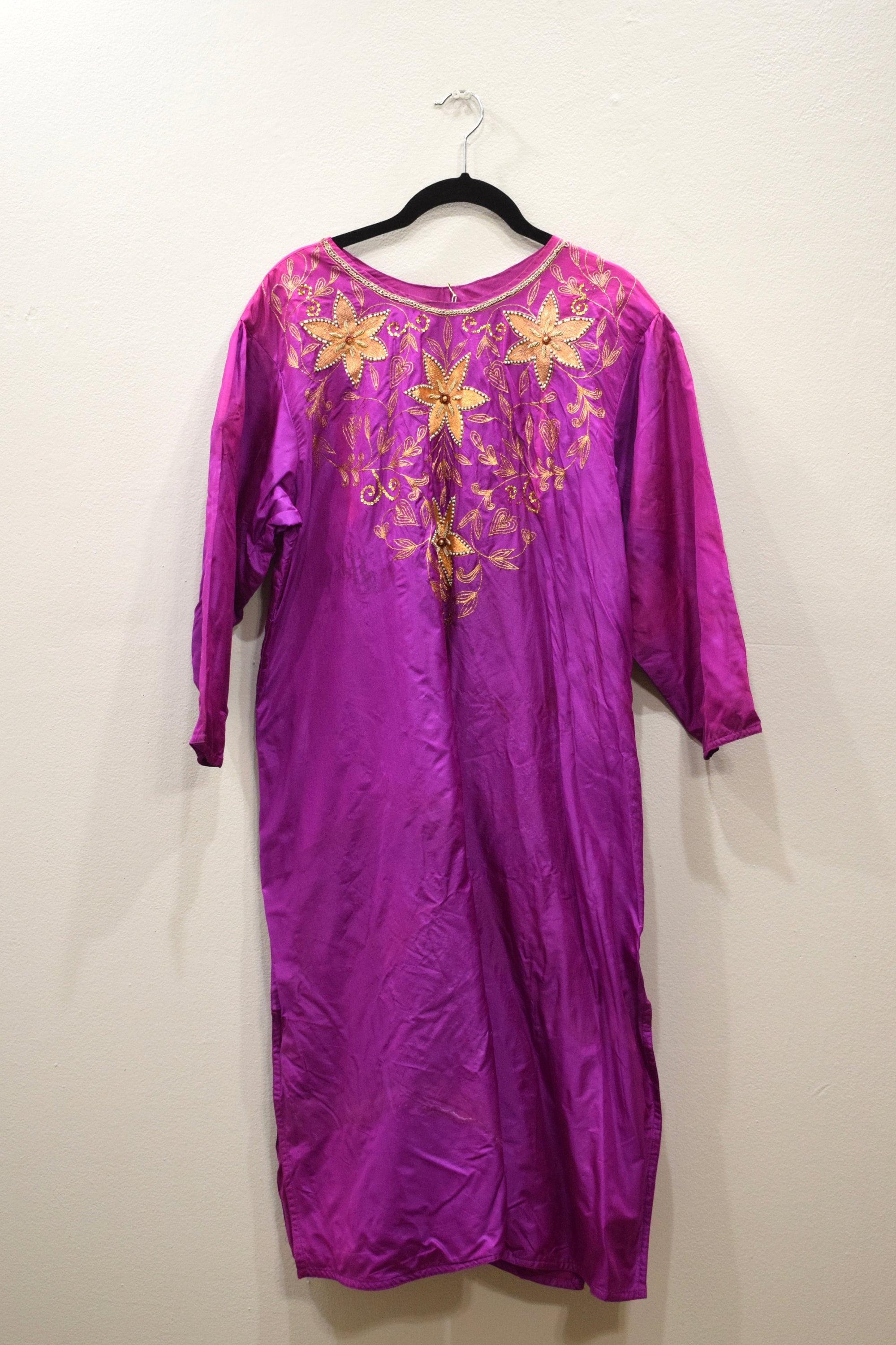 Dress Silk Fuchsia Beaded India Dress