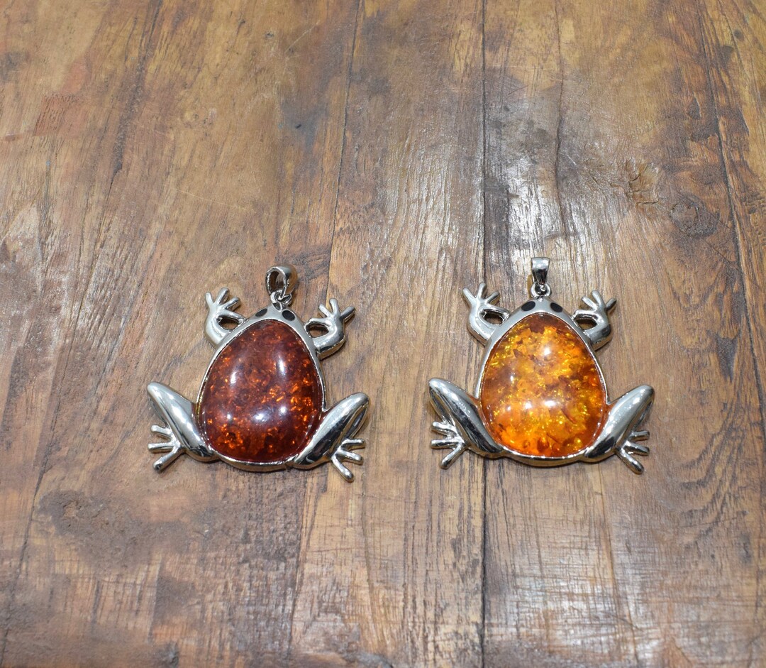 Pendant Silver Faux Amber Frog Pendants - Etsy