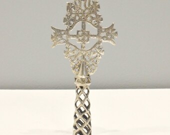 African Silver Coptic Cross Scepter Ethiopia