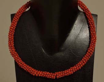 Necklace Indonesian Red Glass Beaded Handmade Glass Beaded Necklace Jewelry