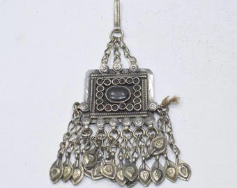 Middle Eastern Silver Kuchi Glass Pendant