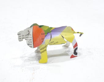African Folk Art Toy Lion Recycled Tin Can Lion Tanzania