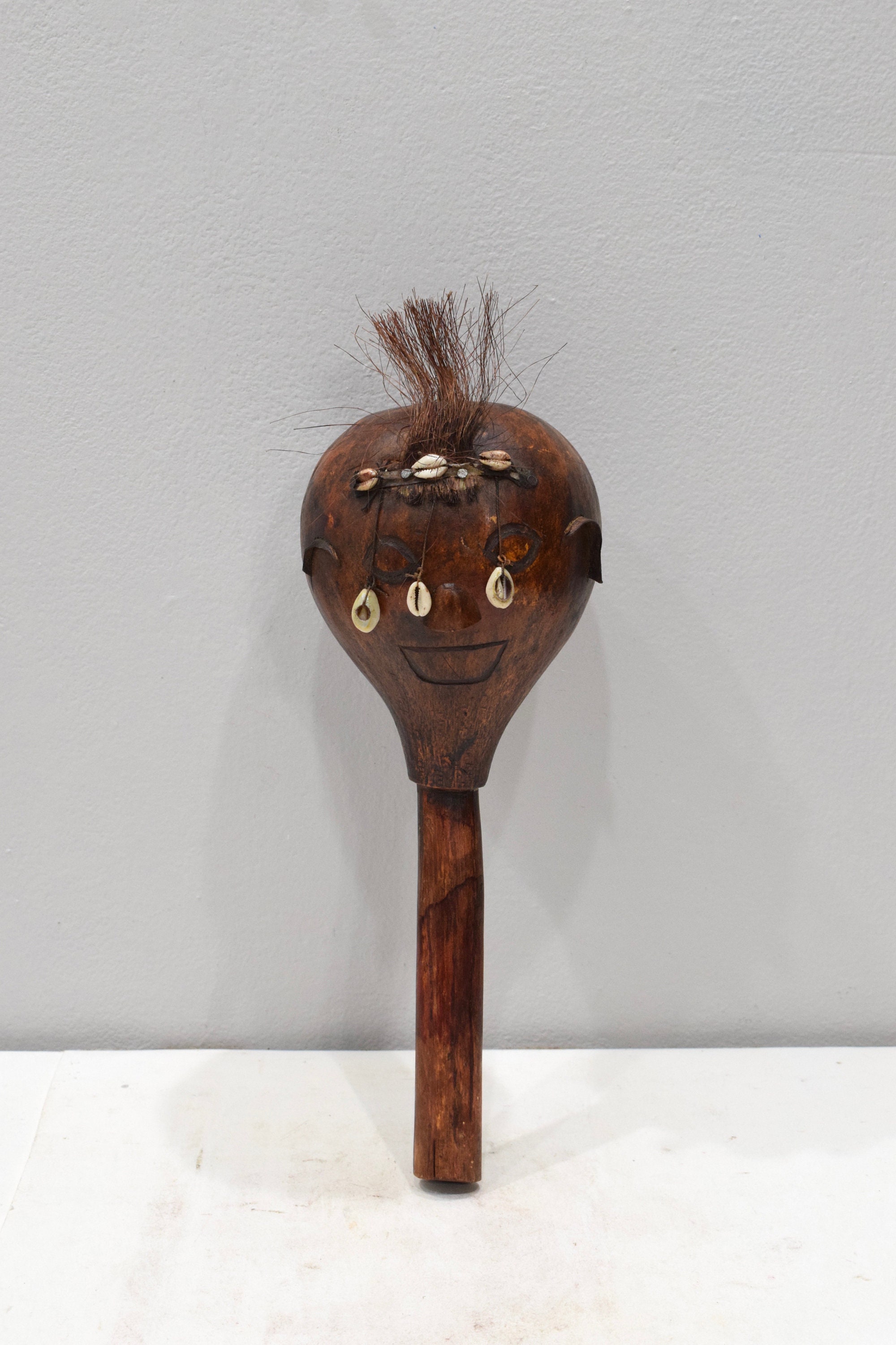African Gourd Shaker Rattle Cowrie Shell Kenya Figure Gourd Rattle