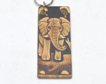 African Carved Wood Key Chain