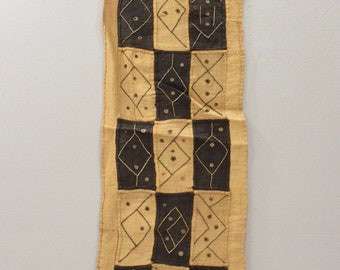 African Kuba Cloth Natural Woven Raffia Table Runner Congo