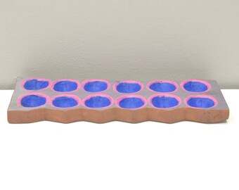 African Mancala Carved Wood Colorful Game board