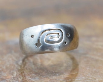 Ring Sterling Silver Etched  Cut Out Band Ring