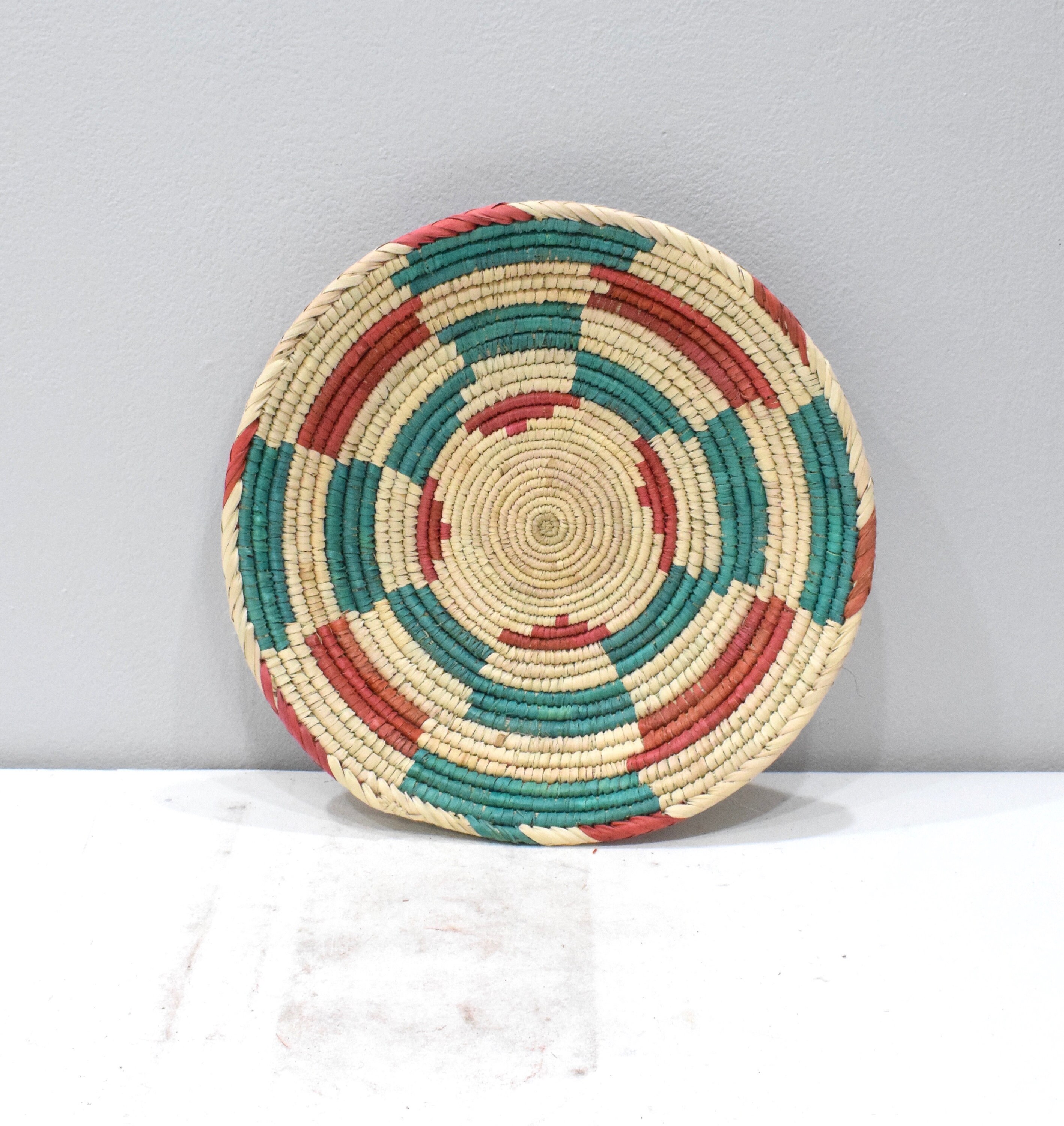 African Basket Botswana Natural Colors South Africa Woven Palm Food Basket